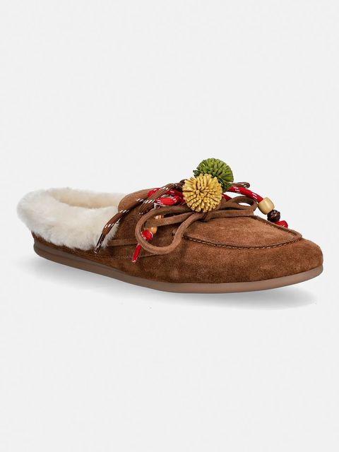 Nokwol kapcie zamszowe Coco Fur Tan Suede - zdjęcie produktu nr 1