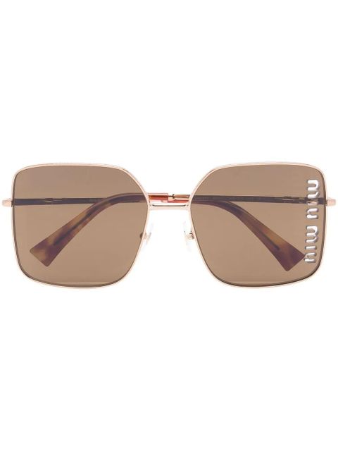 Miu Miu Eyewear logo-detail square-frame sunglasses - Gold - zdjęcie produktu nr 1