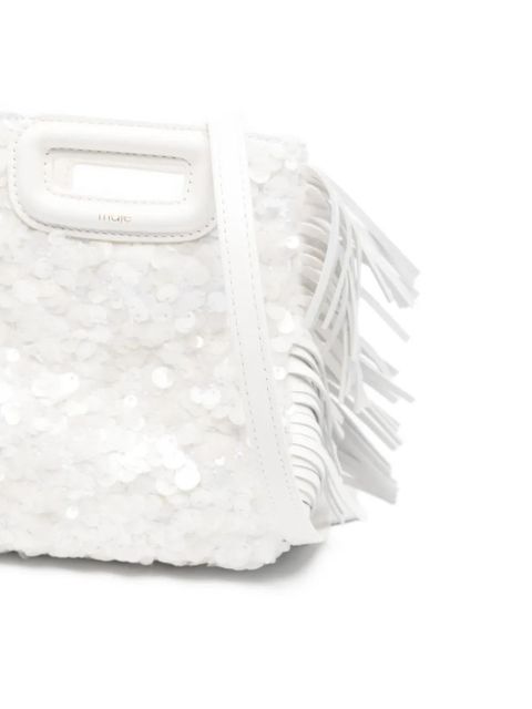 Maje fringe sequin mini bag - White