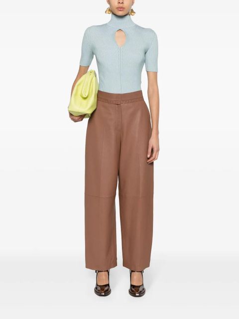 FENDI leather straight trousers - Brown - zdjęcie produktu nr 2