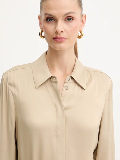 BOSS koszula damska kolor beżowy regular z kołnierzykiem klasycznym 50542007 - zdjęcie produktu nr 2