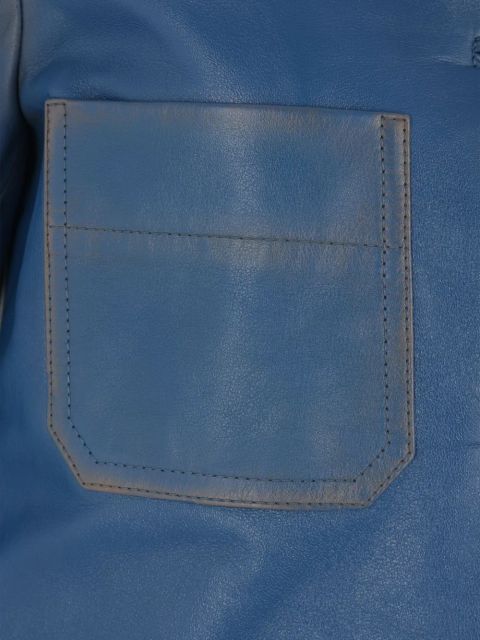 Chloé button-fastening leather coat - Blue