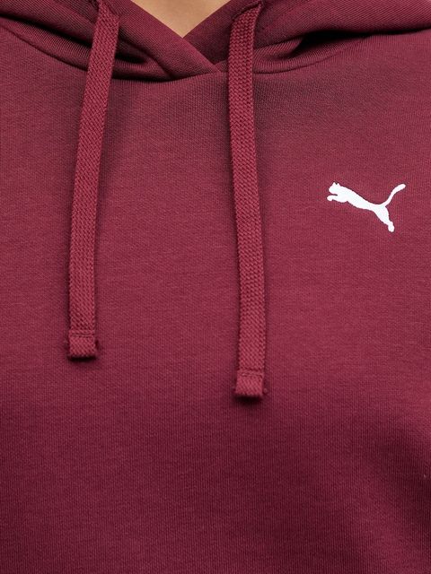 Puma bluza damska kolor bordowy z kapturem gładka 682385