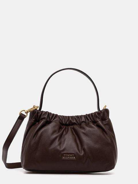 Tommy Hilfiger torebka skórzana kolor brązowy AW0AW18306 - zdjęcie produktu nr 1