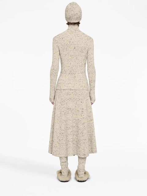 Jil Sander ribbed-knit wool skirt - Neutrals