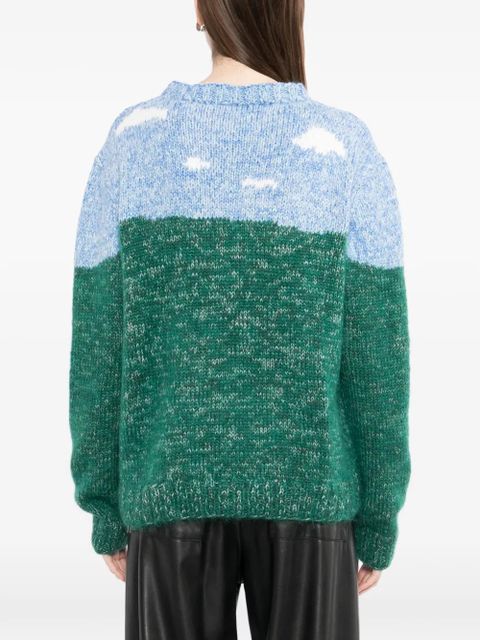 LOEWE x Louis Wain landscape-intarsia sweater - Green