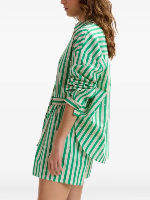 Essentiel Antwerp striped rhinestone-embellished shorts - Green