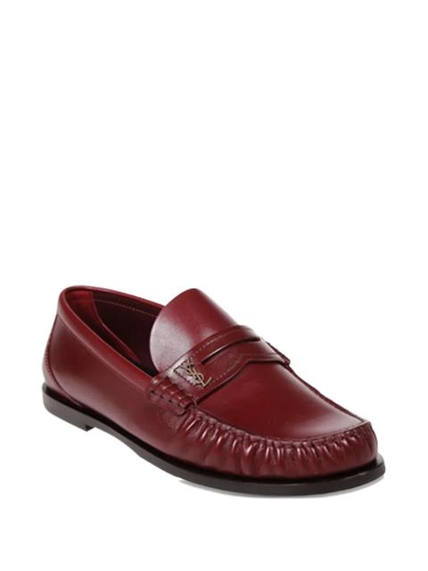 Saint Laurent Laurent logo-plaque leather loafers - Red