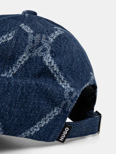 HUGO czapka z daszkiem jeansowa kolor granatowy wzorzysta 50535794