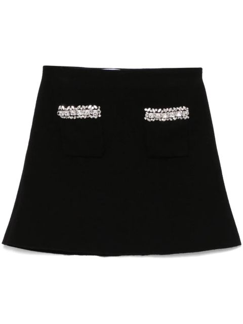Self-Portrait knitted embellished mini skirt - Black - zdjęcie produktu nr 1
