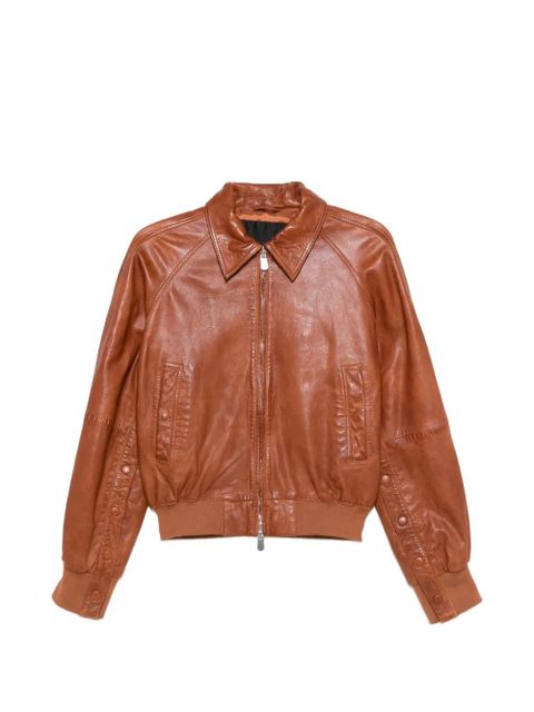 PINKO collared leather jacket - Brown - zdjęcie produktu nr 1