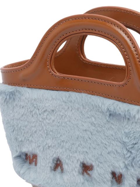 Marni Tropicalia leather-trimmed fur clutch bag - Blue