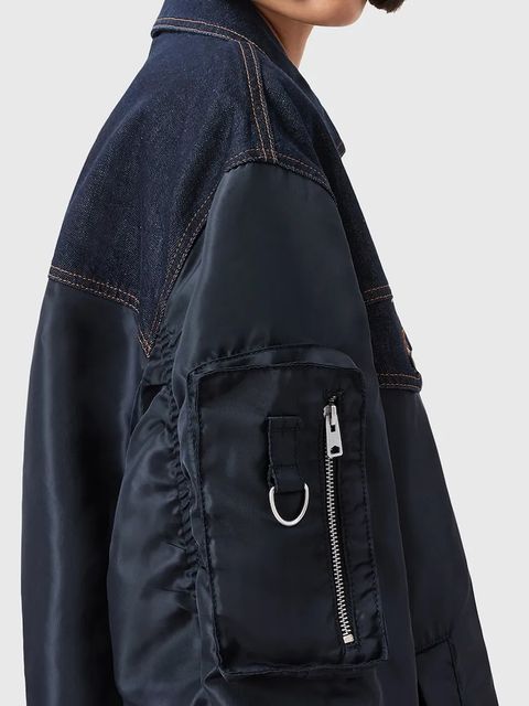 AllSaints kurtka bomber VERITY kolor granatowy przejściowa oversize W024OD