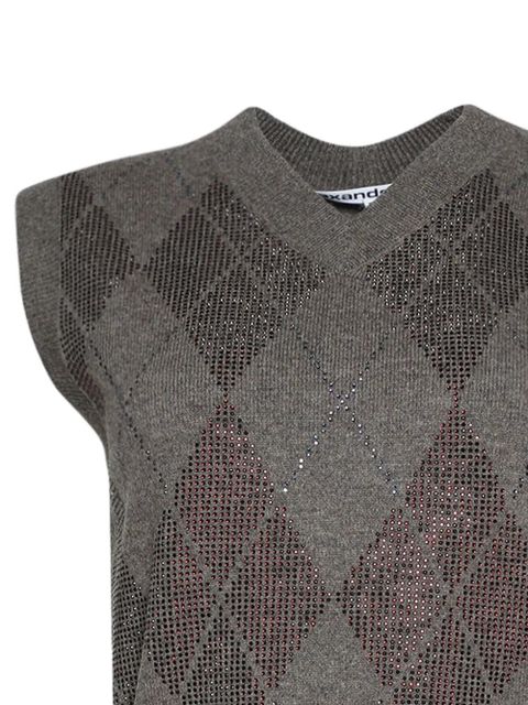 Alexander Wang argyle V-neck vest - Brown