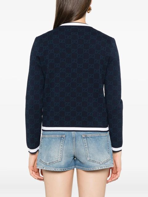 Gucci GG-pattern buttoned cardigan - Blue