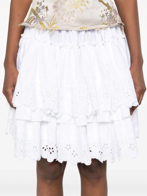 Simone Rocha broderie-anglaise tiered mini skirt - White - zdjęcie produktu nr 2