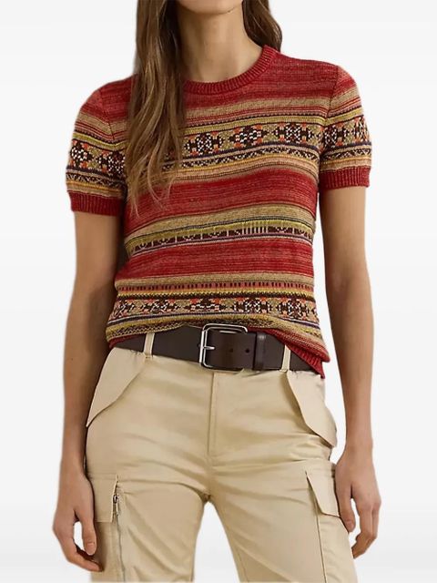 Lauren Ralph Lauren Geo-stripe short-sleeve sweater - Red - zdjęcie produktu nr 1