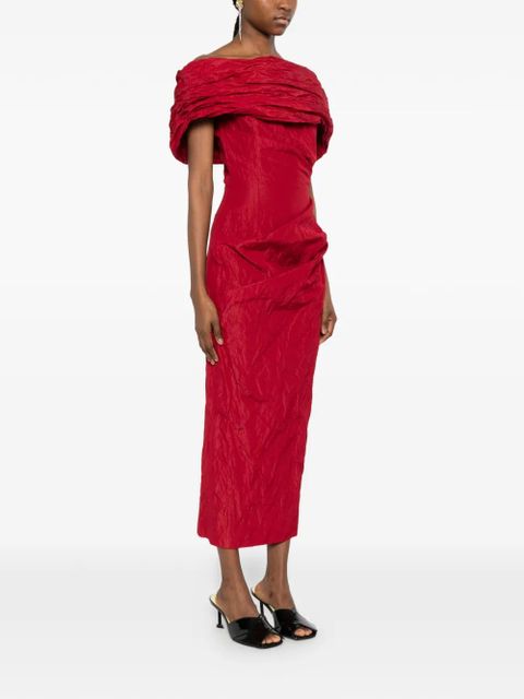 Magda Butrym off-shoulder draped dress - Red