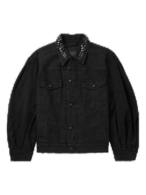 Simone Rocha puff-sleeve embellished denim jacket - Black - zdjęcie produktu nr 2