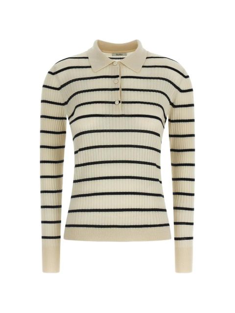 Max Mara Gitano striped ribbed polo top - Neutrals - zdjęcie produktu nr 1