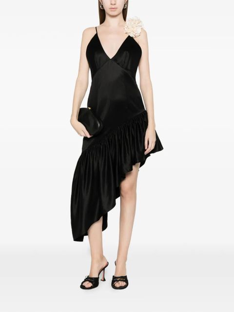 SANDRO Laurine ruffled V-neck midi dress - Black - zdjęcie produktu nr 2