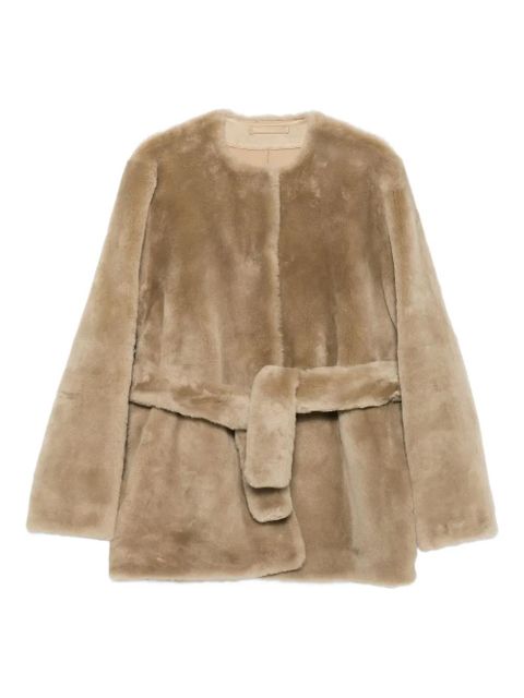 TOTEME belted shearling jacket - Neutrals - zdjęcie produktu nr 1