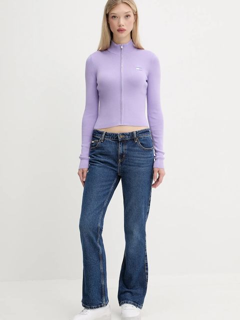 Tommy Jeans kardigan damski kolor fioletowy lekki DW0DW20967 - zdjęcie produktu nr 2