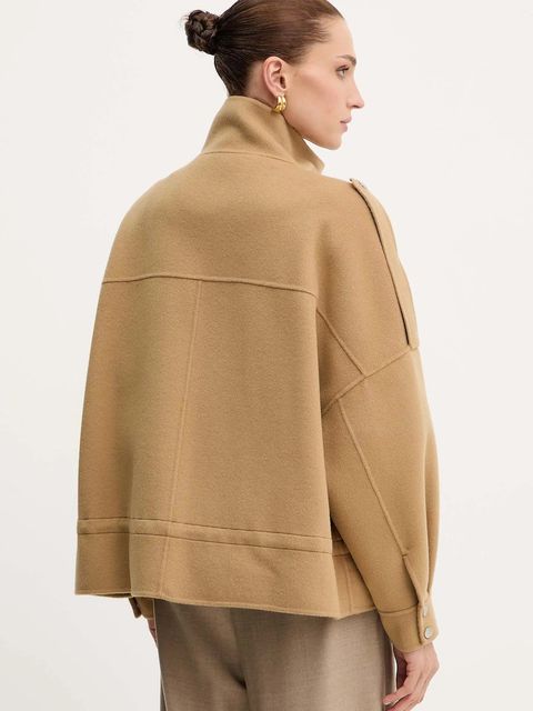 Pinko kurtka z dodatkiem wełny kolor beżowy przejściowa oversize 105341 A2XM