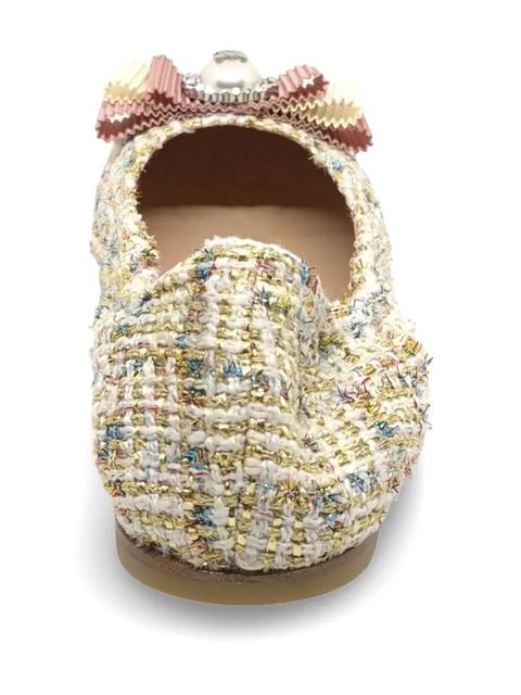 Casadei bow-detail tweed ballet flats - Neutrals