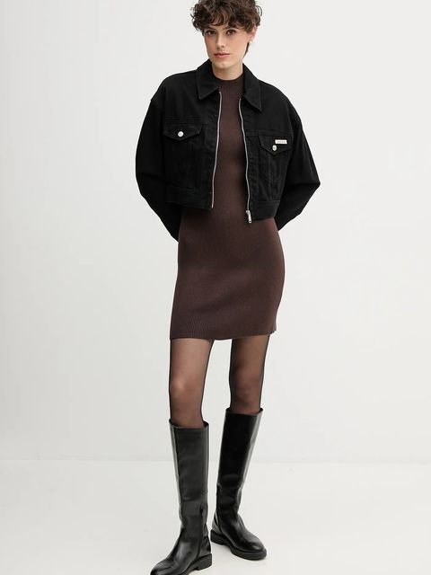 Calvin Klein Jeans sukienka kolor brązowy mini dopasowana LV047D318G - zdjęcie produktu nr 2