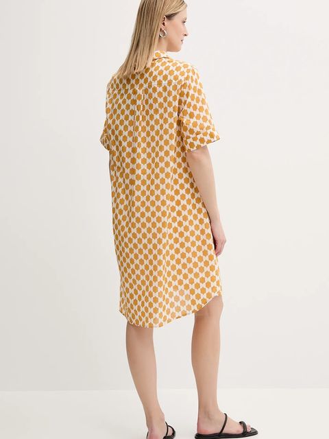 Marc O'Polo sukienka bawełniana kolor żółty mini prosta 516080921241