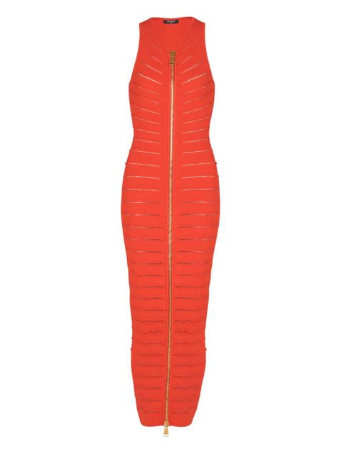 Balmain zip-front knitted maxi dress - Red - zdjęcie produktu nr 1