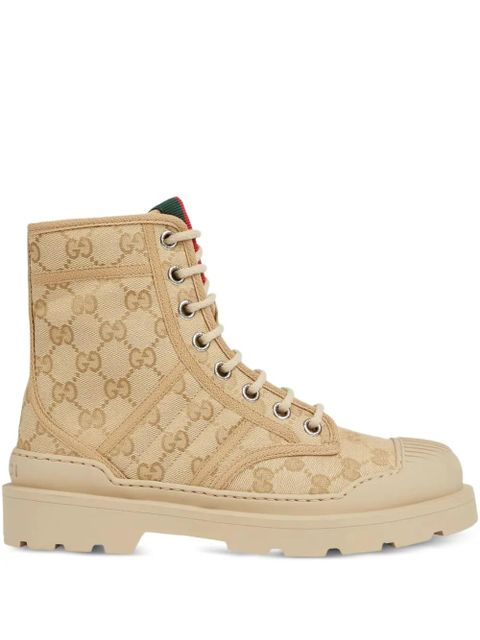 Gucci Web logo-pattern lace-up boots - Neutrals - zdjęcie produktu nr 1