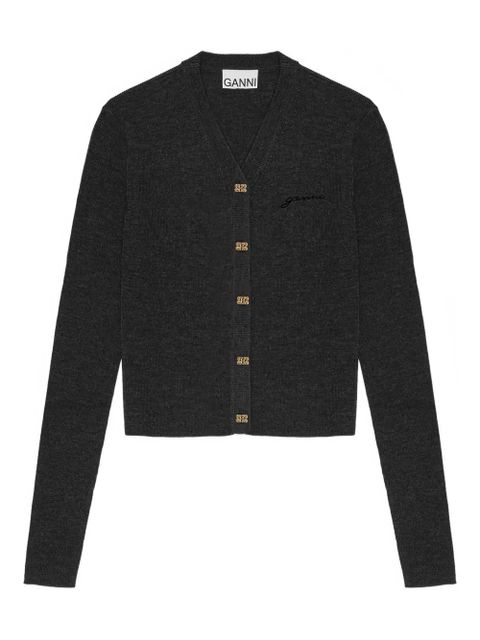 GANNI logo-embroidered cardigan - Black - zdjęcie produktu nr 1