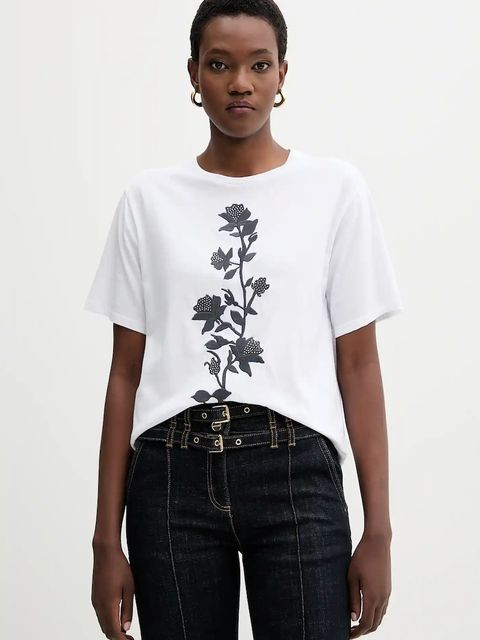 Blugirl Blumarine t-shirt bawełniany damski kolor biały RF5204.J7720