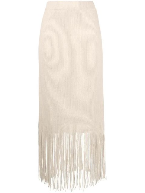 ZIMMERMANN fringe-detail high-waisted skirt - Neutrals - zdjęcie produktu nr 1