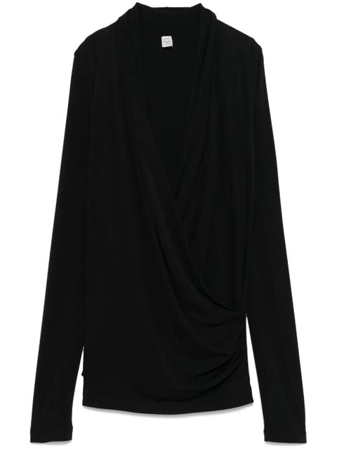TOTEME overlapped jersey blouse - Black - zdjęcie produktu nr 1