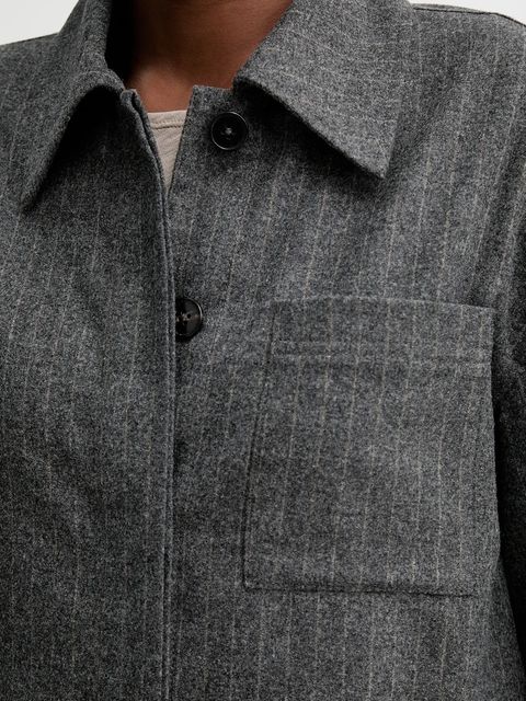 Marc O'Polo kurtka koszulowa z dodatkiem wełny kolor szary przejściowa oversize 510023774127