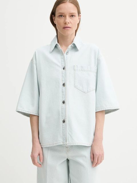 AERON koszula jeansowa ABBOTT damska kolor niebieski relaxed z kołnierzykiem klasycznym SH193570 - zdjęcie produktu nr 1