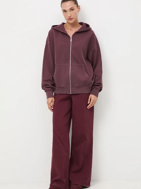 Medicine bluza bawełniana damska kolor fioletowy z kapturem gładka