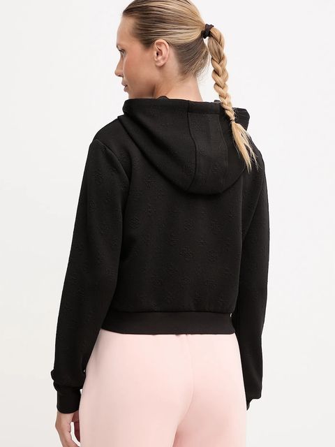 Guess bluza PEONY damska kolor czarny z kapturem gładka V5YQ06 KBSL2
