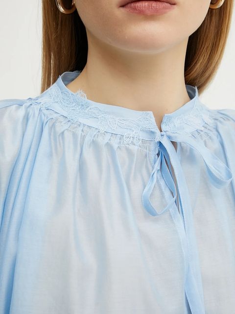 ERMANNO Firenze bluzka damska kolor niebieski gładka 56TK021ES3