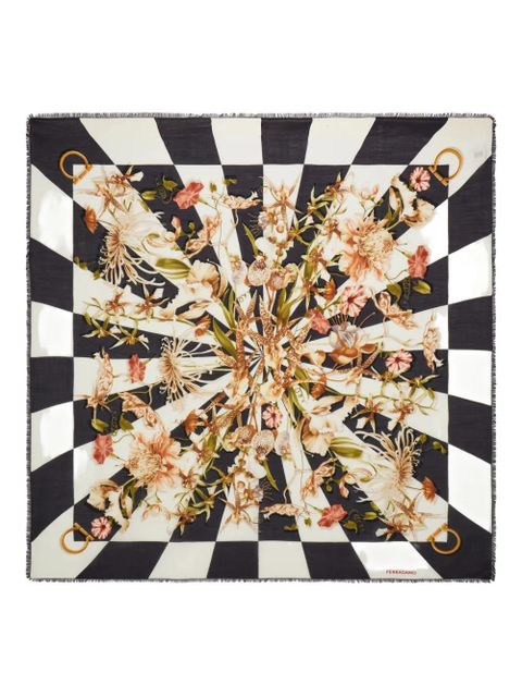 Ferragamo Gaia-print silk scarf - Black - zdjęcie produktu nr 1