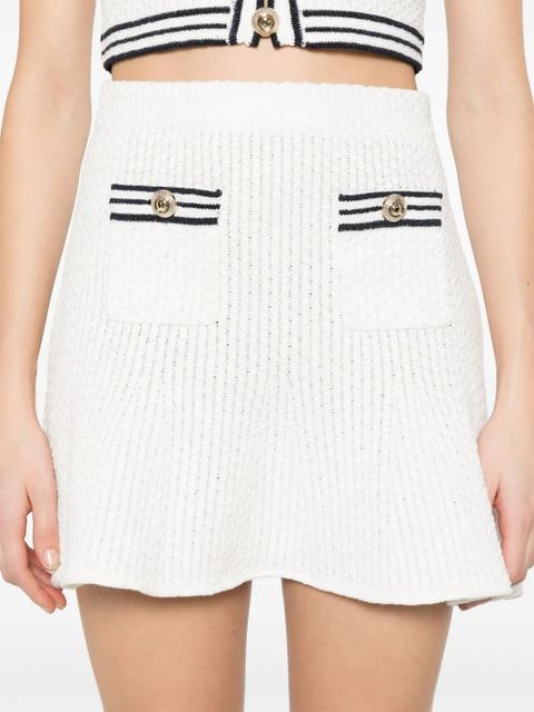 Self-Portrait textured knitted mini skirt - White