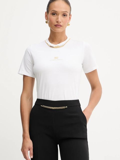 Elisabetta Franchi t-shirt bawełniany damski kolor biały MA02856E2 - zdjęcie produktu nr 1