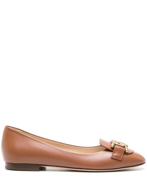 Tod's round-toe leather ballerina shoes - Brown - zdjęcie produktu nr 1