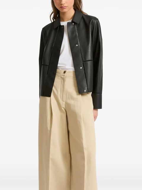 Yves Salomon ladder-stitch leather jacket - Black - zdjęcie produktu nr 2