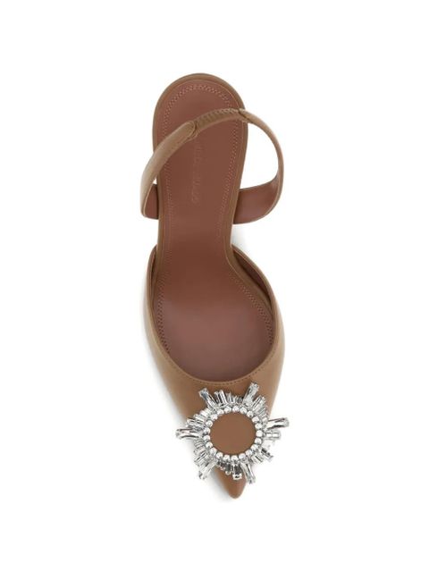 Amina Muaddi jewel-embellished sling pumps - Brown