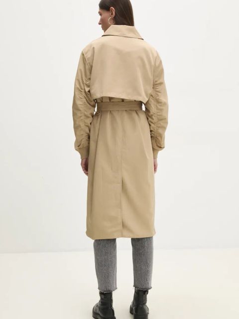 Answear.LAB trencz damski kolor beżowy przejściowy