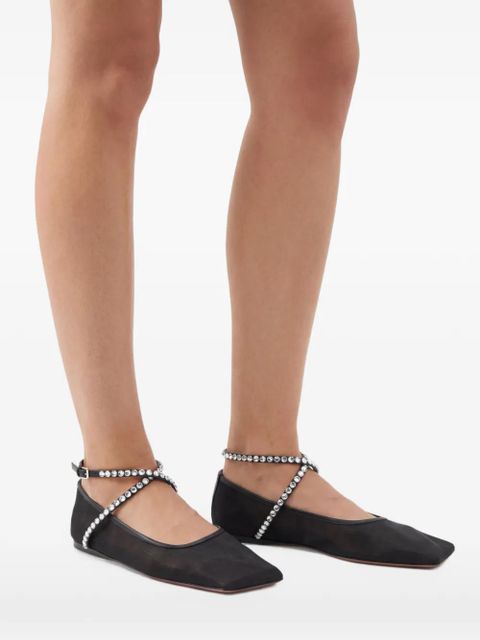 Amina Muaddi Ane mesh ballerina shoes - Black